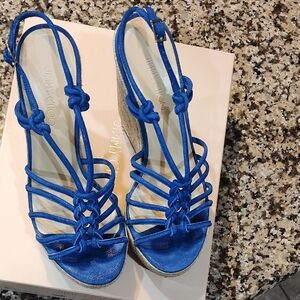 Jimmy Choo Vibrant Blue Wedge Sandals